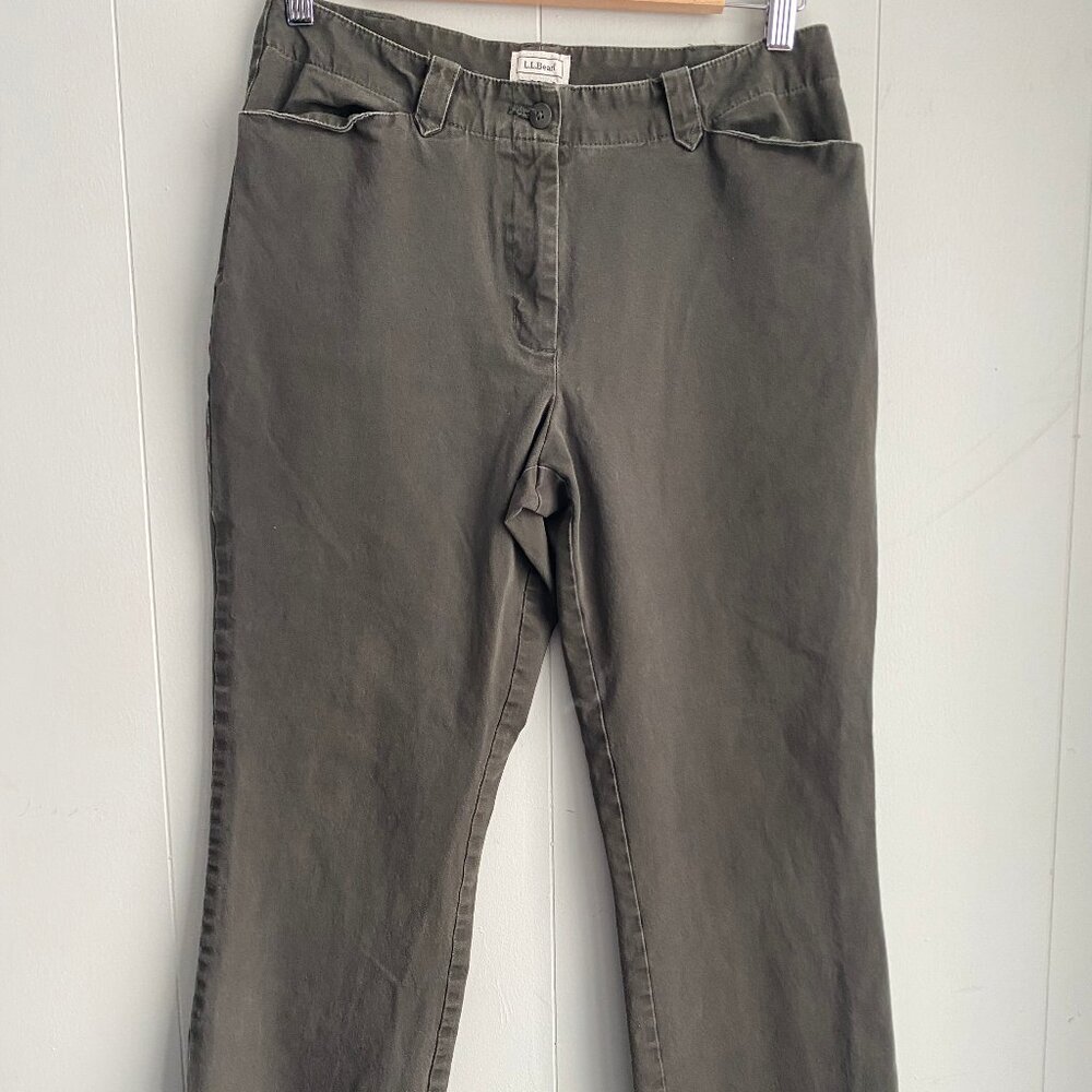 LL Bean Military Green Outdoor Hiking Favorite Fit Pants Women’s Size 12 M Tall